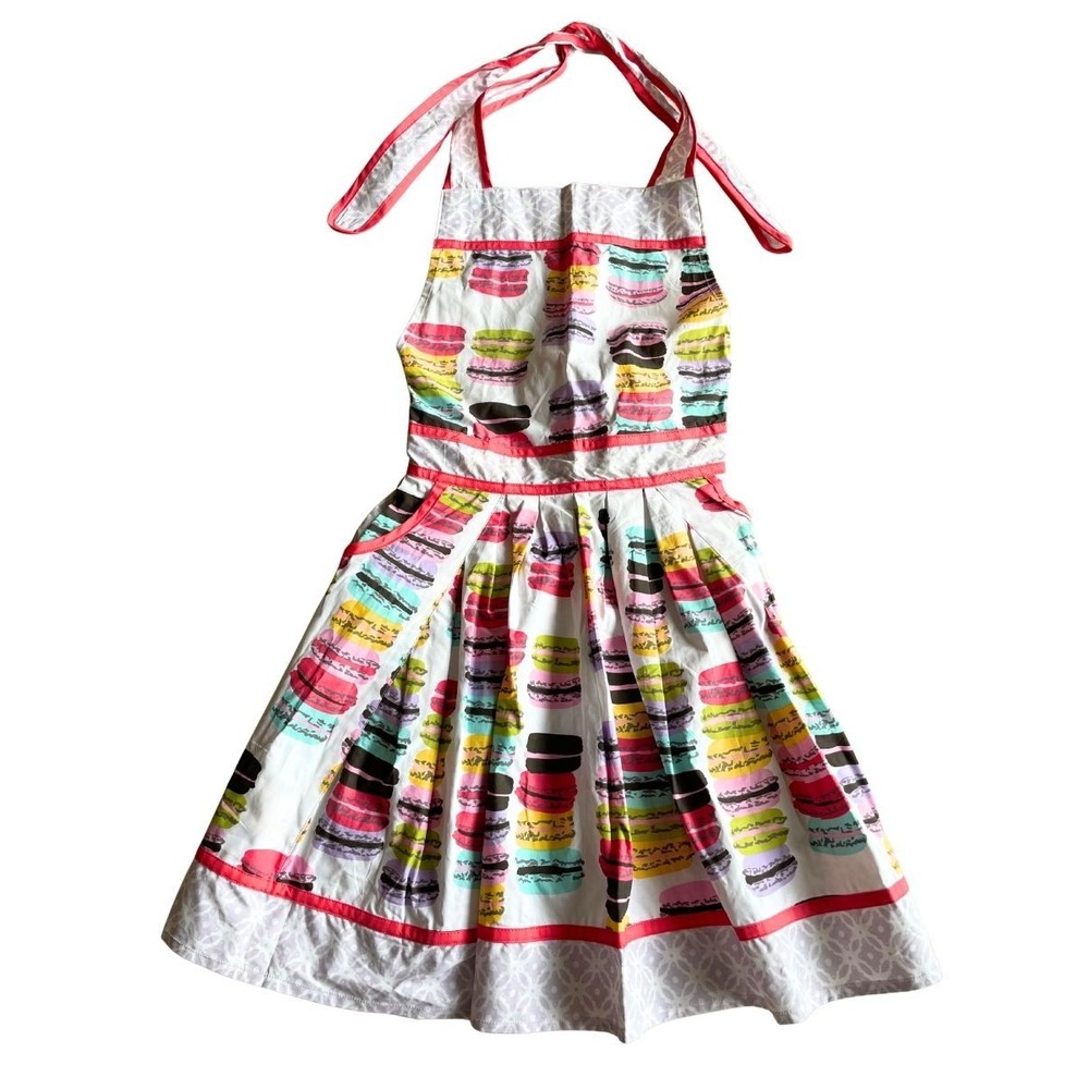 NWT Paper Source Macaron Apron Colorful French Bakery Baking Cotton